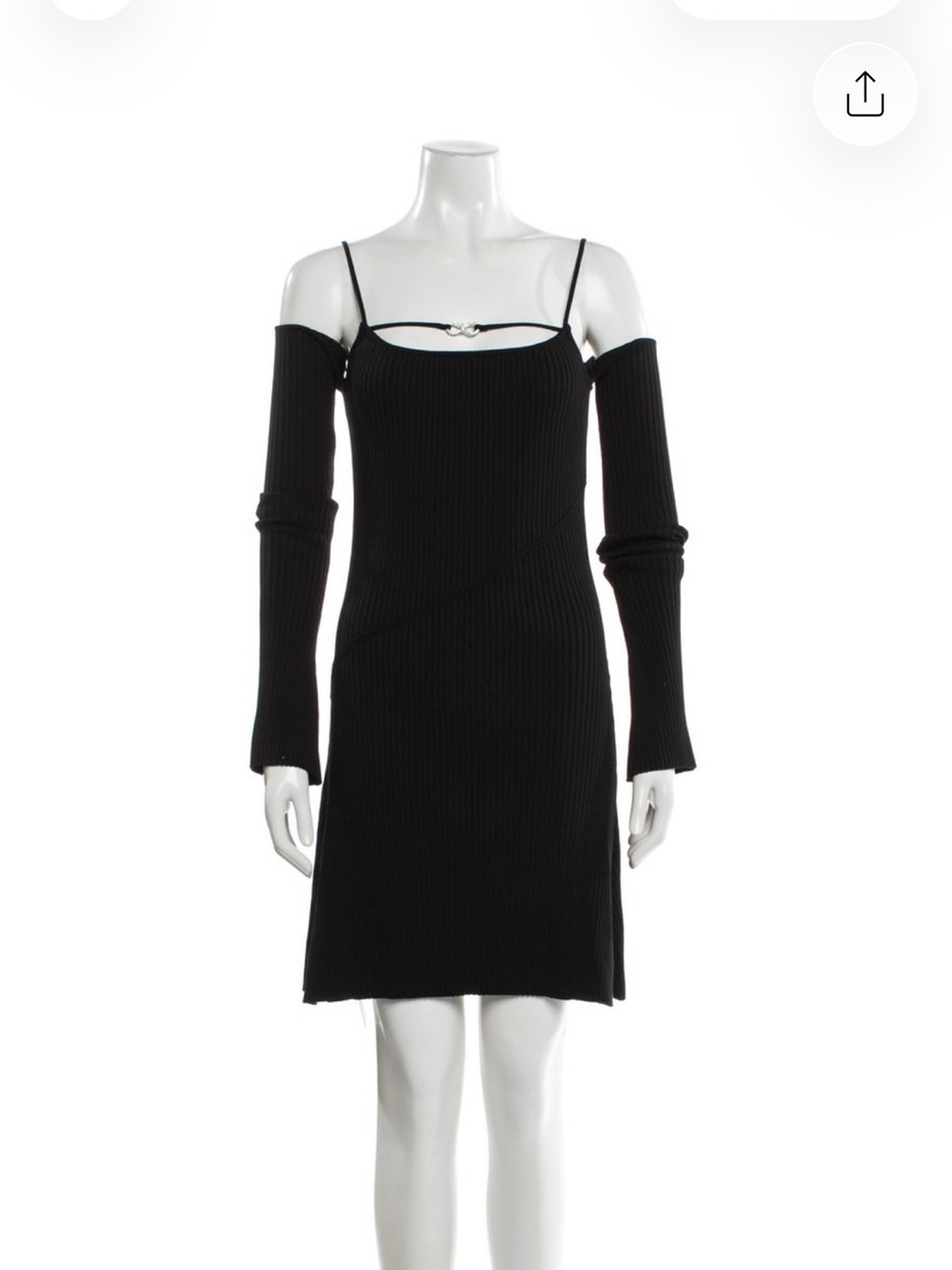 MACH & MACH Black Ribbed Off-Shoulder Mini Dress